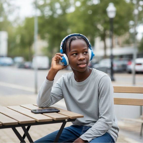 Safe Sounds Blue Kids Foldable Headset - Picture 3 of 3